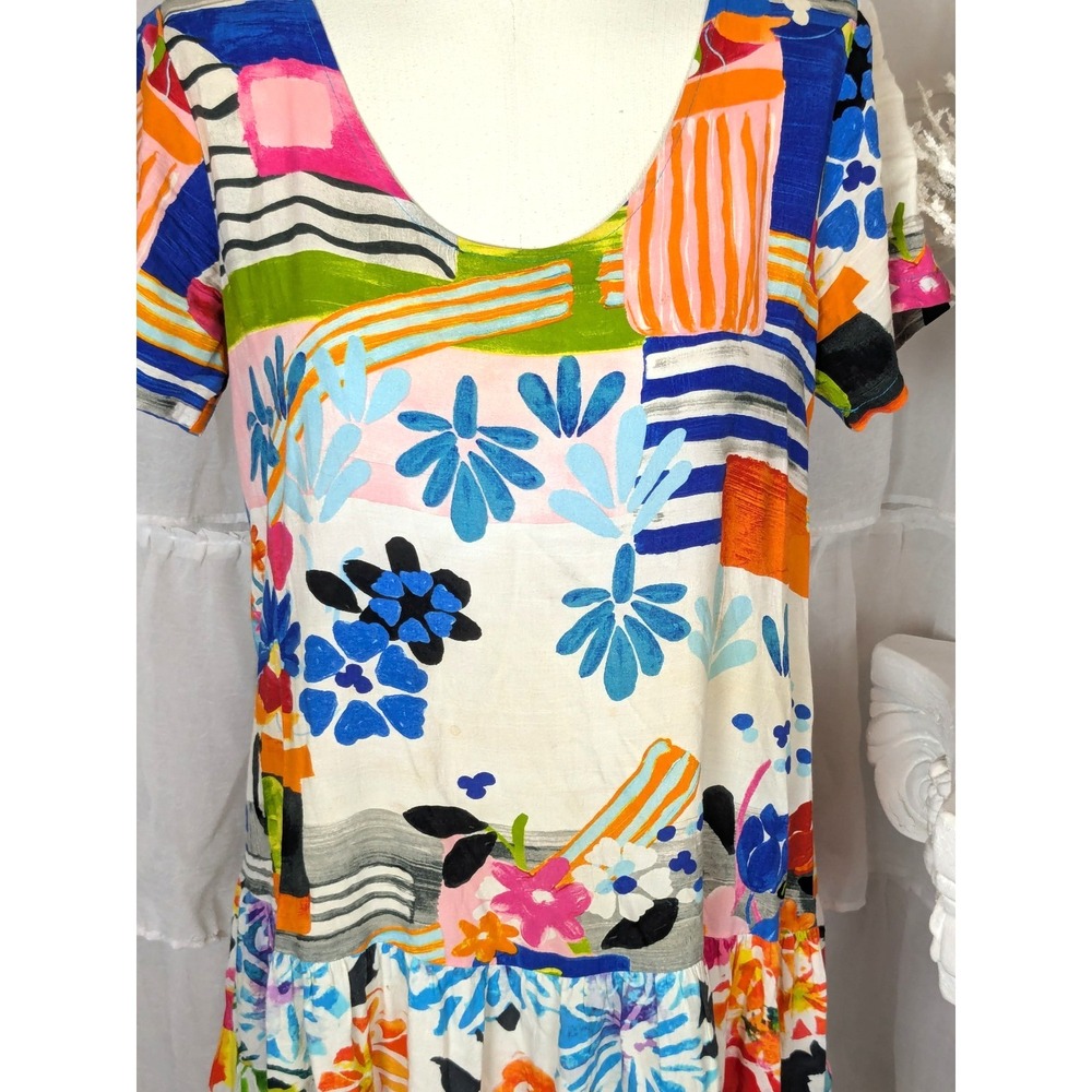 Jams World Hawaii Tropical Floral Oversized Swing Shift Mini Hattie Dress S - Picture 3 of 12